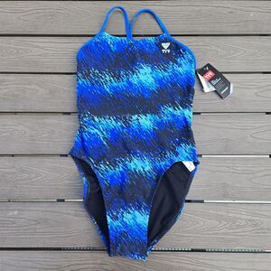 TYR DuraFast Elite PERSEUS CutoutFit One Piece Swim - Girl Youth Blue Size 26 Ne